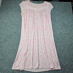 Eileen West Nightgown Womens XL Pink Floral Lace Cottage Retro Vintage Style